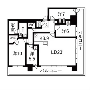 ライオンズタワー札幌【2404号室】の間取り