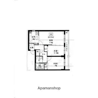 ラディア山鼻【303号室】の間取り