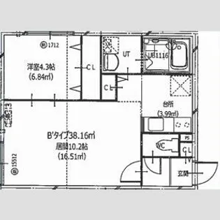 HERO YAMAHANA2【405号室】の間取り