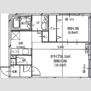 HERO YAMAHANA1【205号室】の間取り