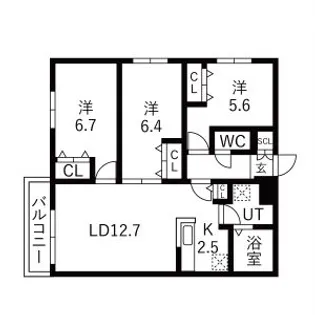 ZABO HILLS 旭山公園通り【301号室】の間取り