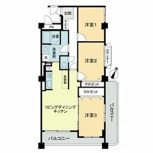 チサンマンション円山公園【0802号室】の間取り