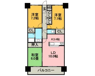 クレア旭ヶ丘【402号室】の間取り
