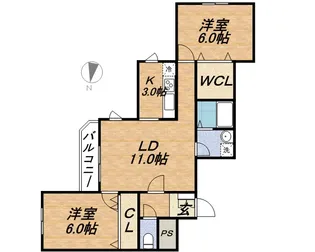グランディール伏見【401号室】の間取り