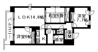 THE RESIDENCE PARK ODORIKOEN (旧ヒ【0805号室】の間取り
