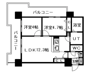 UURコート札幌北三条【14階】の間取り