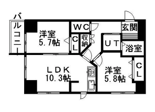 UURコート札幌南三条プレミアタワー【0910号室】の間取り
