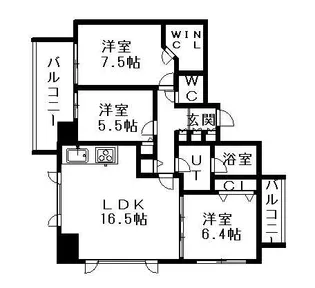 コンフォリア札幌植物園【15階】の間取り