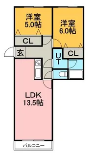 KDマンション1【1階】の間取り