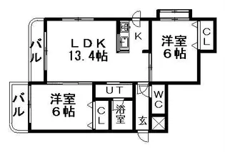 第6司レジデンス【301号室】の間取り