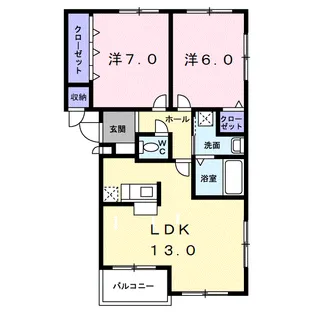 ヴィラエルンテ平和通Ⅰ【1階】の間取り