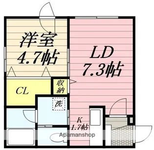 1LDKの間取り画像