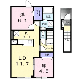 ラ・パーチェ上江別A【2階】の間取り