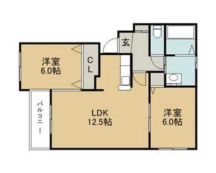 サンライズ2ー4【205号室】の間取り