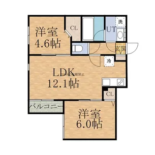 グランオルセー厚別中央【5階】の間取り
