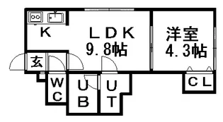 北海道札幌市白石区菊水八条3丁目【アパート】の間取り