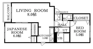 ウィスタリア北郷【4階】の間取り