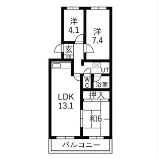 アカシヤコート厚別【410号室】の間取り