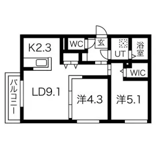 ハルトラーテ東札幌【4階】の間取り