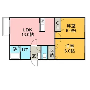 シティハイム元江別Ⅱ【0101号室】の間取り