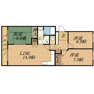 ロウタス三井【0401号室】の間取り