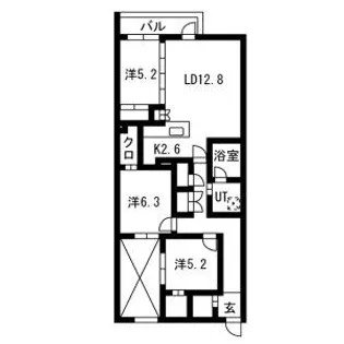 PRIME COURT LA FORET 平岸(プライムコートラ【3階】の間取り