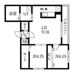 ガーディアン本郷通【2階】の間取り
