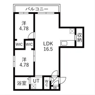 仮)GAー厚別中央3ー3MS【401号室】の間取り