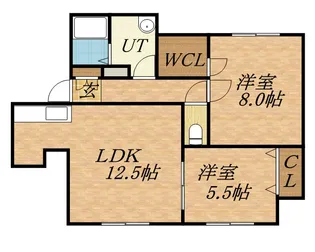 シルキー厚別東Ⅱ【105号室】の間取り