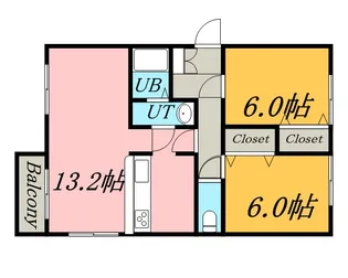 サンゴールド平和【302号室】の間取り