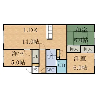 カネタハウスD棟【203号室】の間取り