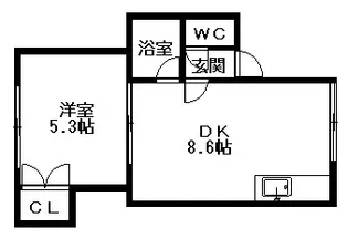 ベルメゾン厚別【3階】の間取り