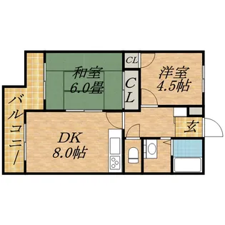 コーポ佐野富月寒東【205号室】の間取り