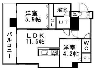 クレジデンス札幌・南4条【00301号室】の間取り