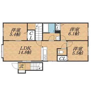 シャーメゾンリバーストン【205号室】の間取り