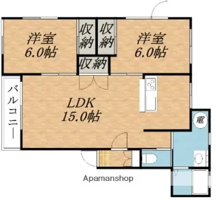 北海道札幌市北区新川二条3丁目【アパート】の間取り