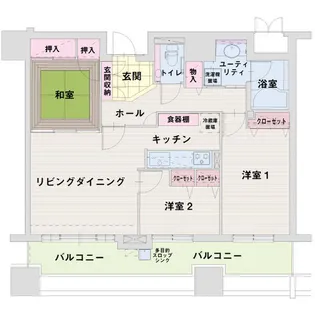 エスポアシティ札幌コンフォートプレイス【412号室】の間取り