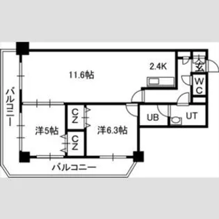 PRIME URBAN札幌 RIVER FRONT【01704号室】の間取り