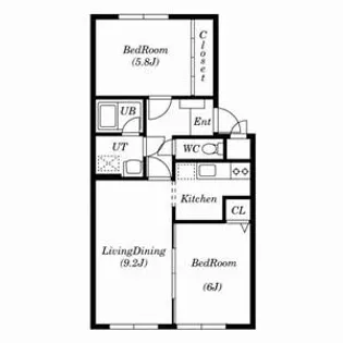 トライアングルコート【202号室号室】の間取り