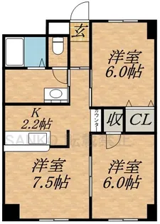 パレスK&K【302号室】の間取り