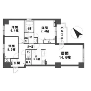 ダイアパレス東札幌Ⅱ【6階】の間取り