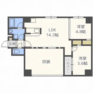 CITY SPIRE南3条【2階】の間取り