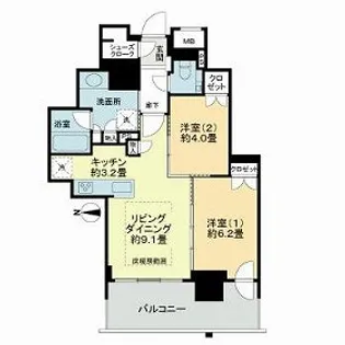 ザ・札幌タワーズ ウエストタワー【21階】の間取り