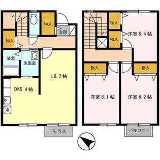 北海道札幌市東区北三十四条東23丁目【テラスハウス】の間取り