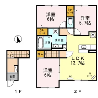 エスポワール月寒東【2階】の間取り
