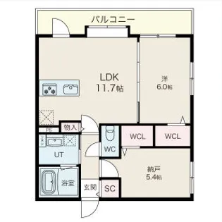 アルファスクエア北22【505号室】の間取り