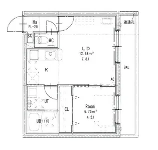 JEEK BLAU MOTOMACHI(ジークブラウ元町)【201号室】の間取り