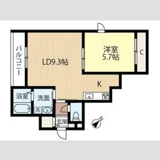 コットンテール本町2ー4【202号室】の間取り