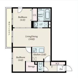 PORTEーBONHEUR N13(ポルトボヌールN13)【203号室】の間取り