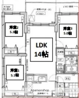メニーズコート栄南プレミア【202号室】の間取り